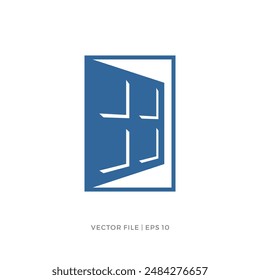 Window door in frame logo design