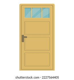 Vector de dibujos animados de iconos de la puerta de la ventana. Exterior doméstico. Interior de madera