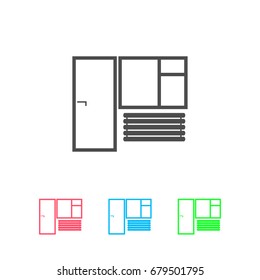 Window and door icon flat. Color pictogram on white background. Vector illustration symbol and bonus icons
