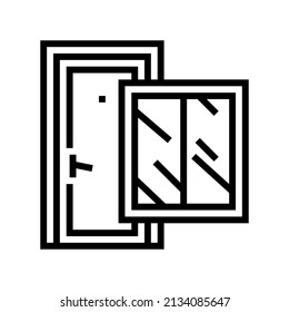 window and door line icon vector. window and door sign. isolated contour symbol black illustration