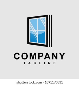 window and door logo design idea creative