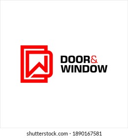 window and door logo simple modern red square vector home for real estate monogram graphic design template inspiration