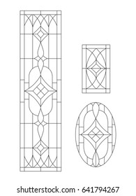 window and door vector stained glass black paint on the white background