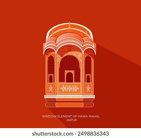 Window Element of Famous Hawa Mahal - Jaipur - Stock Illustration as EPS 10 File