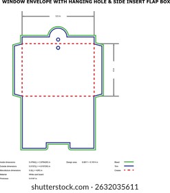 aba de inserção lateral do furo pendente modelo de caixa de envelope da janela