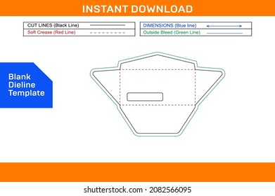 Window envelope dieline template, packaging design and 3D envelope