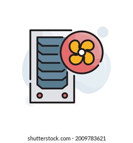 Ilustración de estilo de icono rellena de contorno de vector de ventilador de ventana. Símbolo de archivo EPS 10