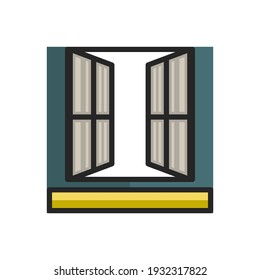 Window filled outline icons. Vector illustration. Editable stroke. Isolated icon suitable for web, infographics, interface and apps.