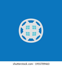 Window flat icon. Simple style Building company poster design background symbol. Build interior architecture sign. Logo design element. T-shirt printing. Vector for sticker.