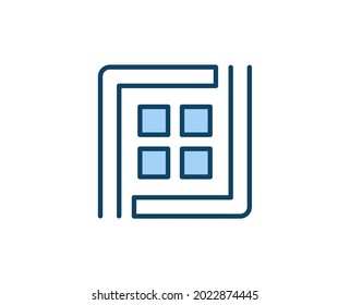 Window flat icon. Single high quality outline symbol for web design or mobile app.  House thin line signs for design logo, visit card, etc. Outline pictogram EPS10