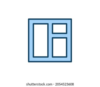 Icono de ventana plana. Símbolo de esquema único de alta calidad para diseño web o aplicación móvil.  Señales de línea delgada para el logotipo de diseño, tarjeta de visita, etc. Pictograma de contorno EPS10