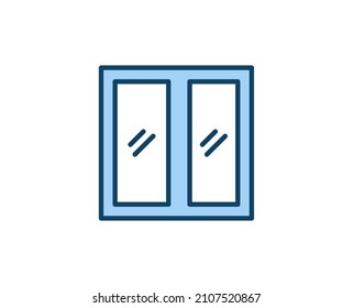 Window flat icon. Single high quality outline symbol for web design or mobile app.  House thin line signs for design logo, visit card, etc. Outline pictogram EPS10
