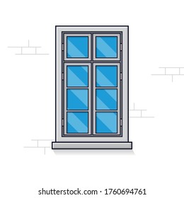 Window in flat style. Window vector illustration. Flat style trendy modern vector illustration. Vector illustration design.