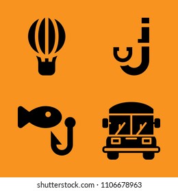 window, flight, season and back icons set. Vector illustration for web and design