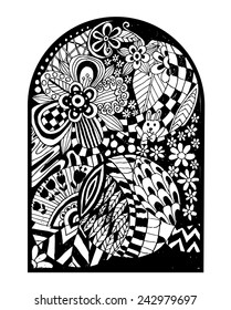 Window Flower Doodle Vector