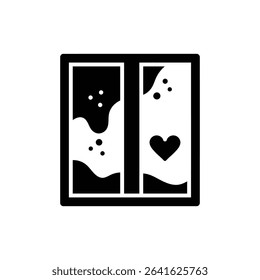 Window Fog with Heart Drawn for Romantic Love Expression