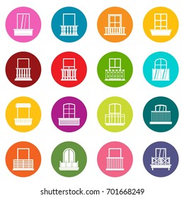Window forms icons many colors set isolated on white for digital marketing
