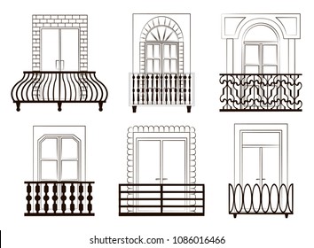 Window forms icons set balcony