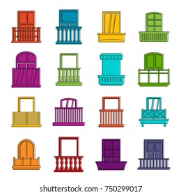 Window forms icons set. Doodle illustration of vector icons isolated on white background for any web design