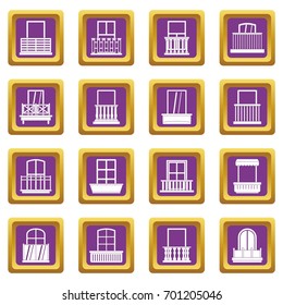 Window forms icons set in purple color isolated vector illustration for web and any design