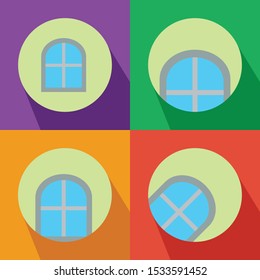 Window Four Color Flat Icon Logo Vector Illustration with Different Style 