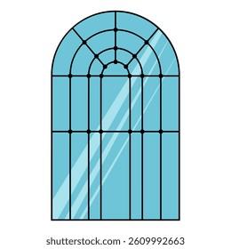 Window frame with arch. Window architecture exterior. Vector element
