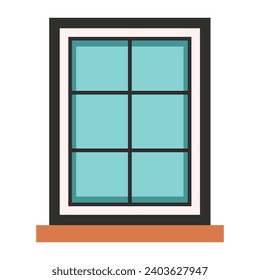 Ventana con ilustración vectorial de dibujos animados de marco. Ilustración vectorial plana de la ventana de cierre aislada en fondo blanco. Ventana de dibujos animados