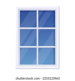 Ventana con marco. Ventana de vidrio en la pared del edificio. Un elemento clásico de la casa exterior aislado de blanco. Arquitectura, concepto de fachada