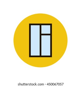 Window frame illustration on the yellow background. Vector illustration