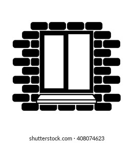 
Window frame on the background wall of bricks .Window vector.
Brickwork and window.Window vector icon.