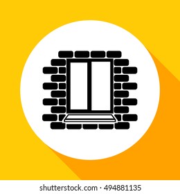 
Window frame on the background wall of bricks .Vector.