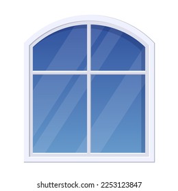 Window with frame. Window on wall of building. Classic element of house exterior isolated white. Architecture concept