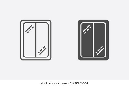 Window frame outline and filled vector icon sign symbol