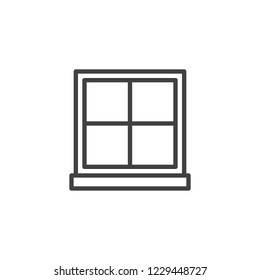 Window frame outline icon. linear style sign for mobile concept and web design. Window with glass pane and ledge simple line vector icon. Symbol, logo illustration. Pixel perfect vector graphics