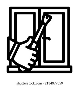 vector de icono de línea de reparación de marco de ventana. signo de reparación de marco de ventana. símbolo de contorno aislado ilustración negra
