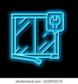 window frame repair neon light sign vector. window frame repair illustration