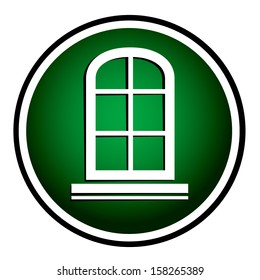 Window frame - round green icon