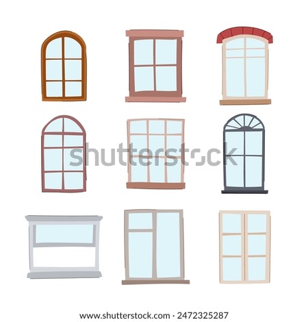 window frame set cartoon. shine glossy, clear plastic, sign wall window frame sign. isolated symbol vector illustration