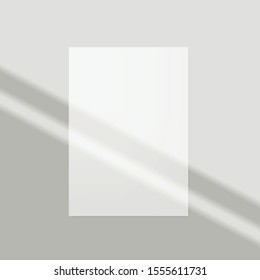 Window frame shadow mockup, natural lightening. Blank sheet of paper template