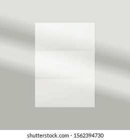 Window frame shadow mockup, natural lightening, folded sheet of paper