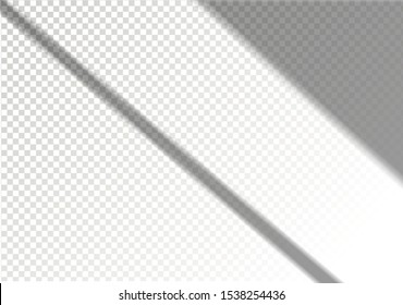 Window frame shadows for natural light effects. Photo-realistic scene. Vector illustration with shadow overlays on transparent background. 