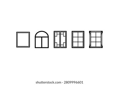 Window Frame Silhouette Vector Collection Set