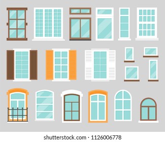 Window and frame in various design, flat design