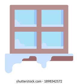 window frost in winter using soft color and flat style