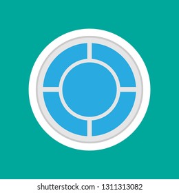 Window glass circle front view architecture vector concept. Interior cartoon furniture room structure flat