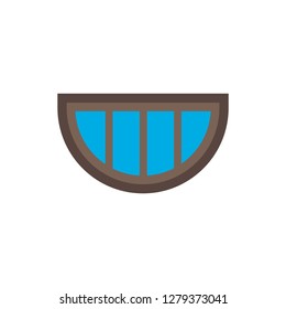 Window glass front view architecture vector concept. Interior cartoon furniture room structure flat