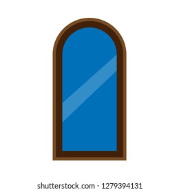 Window glass front view architecture vector concept. Interior cartoon furniture room structure flat frame