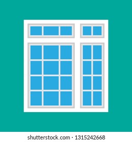 Window glass front view architecture vector concept. Interior cartoon furniture room structure flat