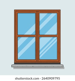 Window with  glass vector isolated on white background.