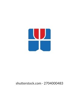 Window and glass of wine, simple logo design.